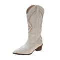 Autumn Embroidered Western Cowboy Boots new Square Heels Pointed shoes Casual fashion long boots Comfortable waterproof shoes. 
