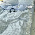 3 Piece Sheet Set pink plaid duvet cover Set , comfortable Bedding Set Bedspread for All Season.