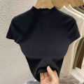 2025 Pullover Sweater  Basic Layering Piece Thin  Pullover Women Female Knitted Sweater Slim Short Sleeve Bodycon Sweater. 