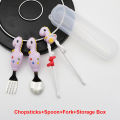 Dinosaur Style Children Practice Chopsticks, Baby Spoon/Fork Cutlery Storage Box Set, Suitable For 3-6 Years Old Eating Utensils.