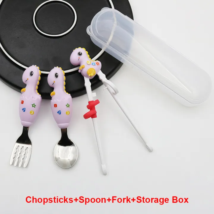 Dinosaur%20Style%20Children%20Practice%20Chopsticks,%20Baby%20Spoon/Fork%20Cutlery%20Storage%20Box%20Set,%20Suitable%20For%203-6%20Years%20Old%20Eating%20Utensils%20-%20Image%207