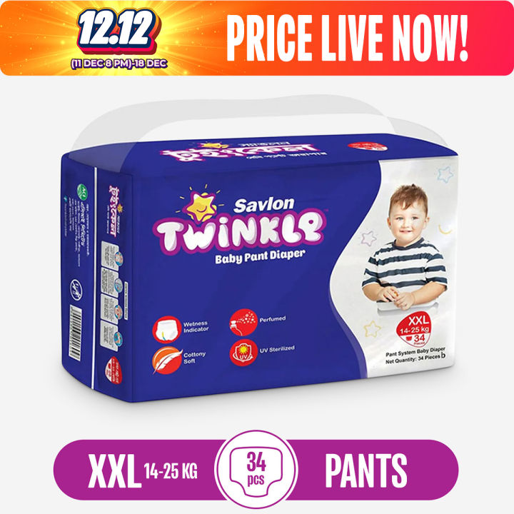 Savlon Twinkle Baby Pant Diaper XXL 34 Pieces