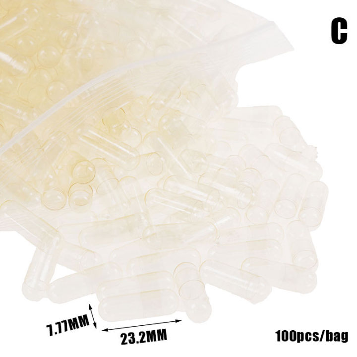 100PCS/Bag Standard Size 00#0#1# Empty Capsules Gelatin Clear Capsules Hollow Hard Gelatin Transparent Seperated Joined Capsules