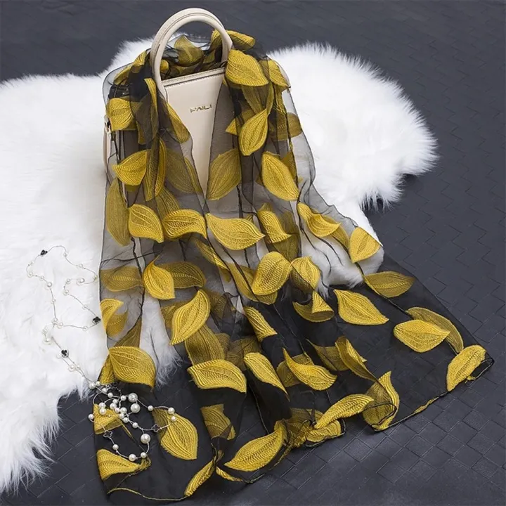 Silk%20Scarf%20Womens%20Summer%20Breeze%20Lightweight%20Sheer%20Wrap%20and%20Shawls%20Bandana%20Beach%20Organza%20Gauze%20Lace%20Hollow%20Scarf%20-%20Image%202