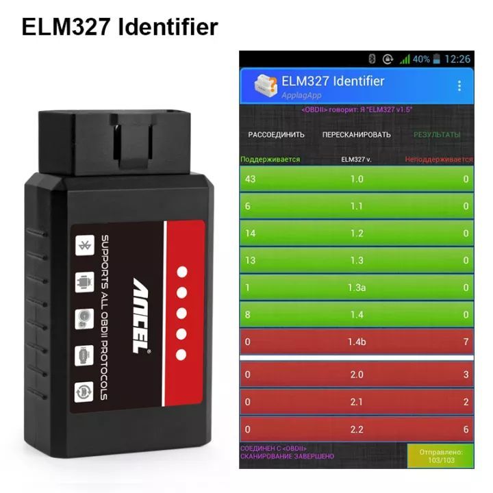 Ancel Elm327 V1.5 OBD2 Scanner Diagnostic Tool Android Code Reader Erase Error Auto Car
