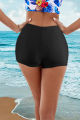 2pcs Women's Solid Color High Stretch Slimming Swim Shorts - Casual Beach Bottoms. 