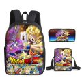 3PC-SET 3D Animation Peripheral Dragon Ball School Bag, Three-piece Backpack for Primary and Secondary School Students. 