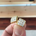 Huitan Luxury Gold Color Square Stud Earrings Women Ear Piercing with CZ Stone Simple Stylish Cool Earrings Hip Hop Jewelry.