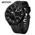 SANDA 9053 G Style Men's Electronic Watch With Dual Displays Waterproof Night Light LED Men's Electronic Digital Watch.