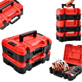 Stackable Toolbox Portable Hardware Storage Box Red Heavy Duty Tools Case Electric Drill Tool Box Garage Tool Organizer. 