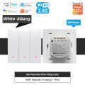Tuya Smart Wifi Switch No Neutral Wire Required 1/2/3 Gang Wall Light Button Switch Smart Home Support Alexa  Home Alice lightify. 