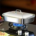 Stainless Steel Covered Roaster Pan Thickened Nonstick Oven Safe with Heat Resistant Handles for Grilling Baking Buffet Serving.