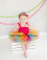 Girl's Rainbow Color Tutus Skirts Baby Handmade Multicolor Tulle Ballet Dance Tutus with Flower Headband Kids Party Pettiskirts. 