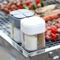 4in1 Camping Seasoning Shaker Multi-Purpose Spice Jar with Lid 4-Compartment For Outdoor BBQ Cooking Salt Pepper Storage Box.