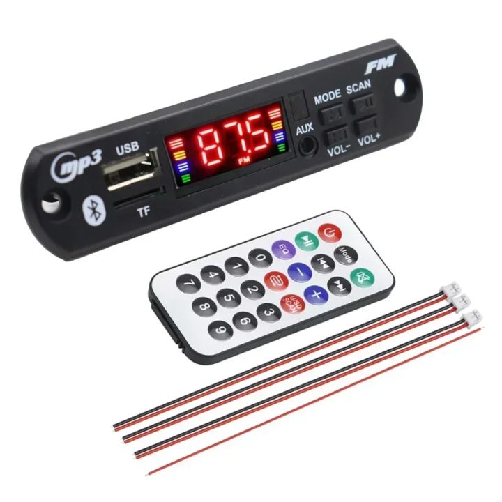 12V DIY MP3 Player Bluetooth 5.0 MP3 Decoder Board 80W 50W Amplifier Audio Player Car FM Radio Module TF USB Mic Record Call