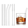 4 Pieces/Set 16cm Short Glass Straws with 2 Cleaning Brushes, Eco-Friendly Reusable Straws for Desserts, Smoothies, Milkshakes, Cocktail Whiskey Beer Straws, Bar Accessories, Mini Eggshell Cup Thermos Cup Water Cup Straws.