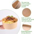 15pcs Kraft Paper Bowls Cups Fruit Salad Bowl Kraft Containers Salad Food Prep Kraft Box Cream Ice Snack Storage 500ml 750ml. 
