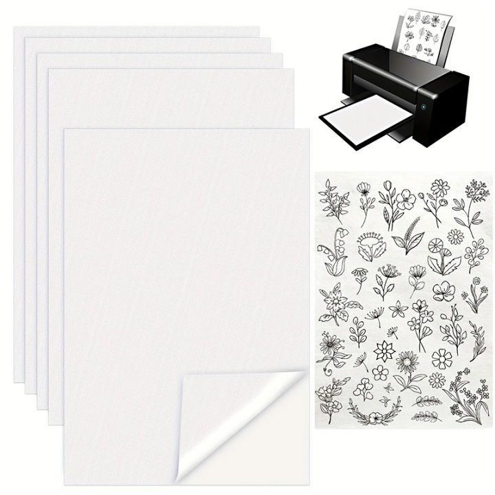 5PCS A4 DIY Water soluble embroidery stickers Sticky Water Soluble Embroidery Stabilizer Printable Paper Wash Away Stabilizer