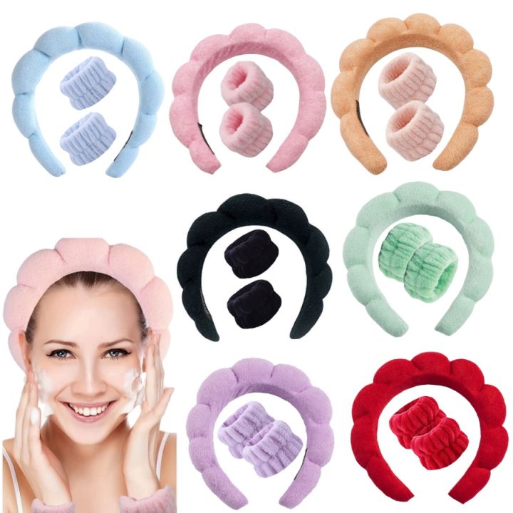 3PCS/SET Ladies Floral Headband Moisture-Proof Wristband SPA Face Wash Makeup Use Travel Holiday Ladies