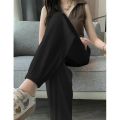Ice Silk Casual Wide Leg Harem Pants Trousers Solid Elastic Waist Women Clothing Sweet Streetweat Summer Ankle-Length Pants New. 