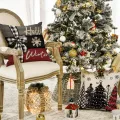 4-Pack Christmas Throw Pillow Covers,  Decorative Cushion Cases - Festive Trees, Merry & Bright, Joy Holiday Designs. 