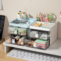Small Desk Organizer With Drawer, Office Desktop Storage Box, Makeup Organizer, Business Card/Pen/Pencil/Mobile Phone/Stationery.