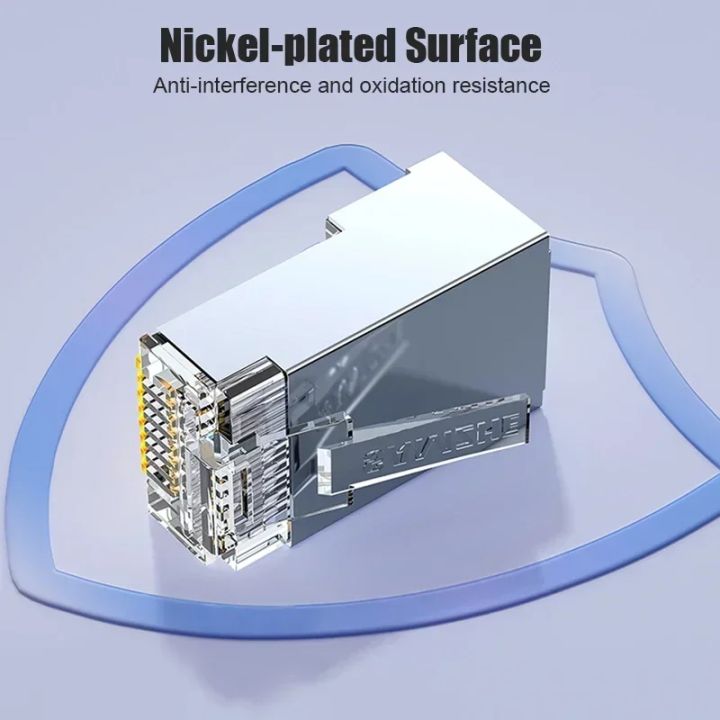 SAMZHE%2010/100pcs%20RJ45%20Connector%20Cat6a%20Cat7%20RJ45%20Plug%20Shielded%20FTP%208P8C%20Network%20Crimp%20Connectors%20Crystal%20Heads%20Gold%20Plated%20-%20Image%204