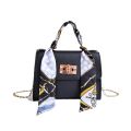 Women's fashionable simple solid color handbag design silk scarf mini chain single shoulder. 