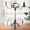 All In One Portable Tripod for iphone Selfie Stick With Fill Light Extendable Phone Stand for Tiktok Live BT Remote Control. 