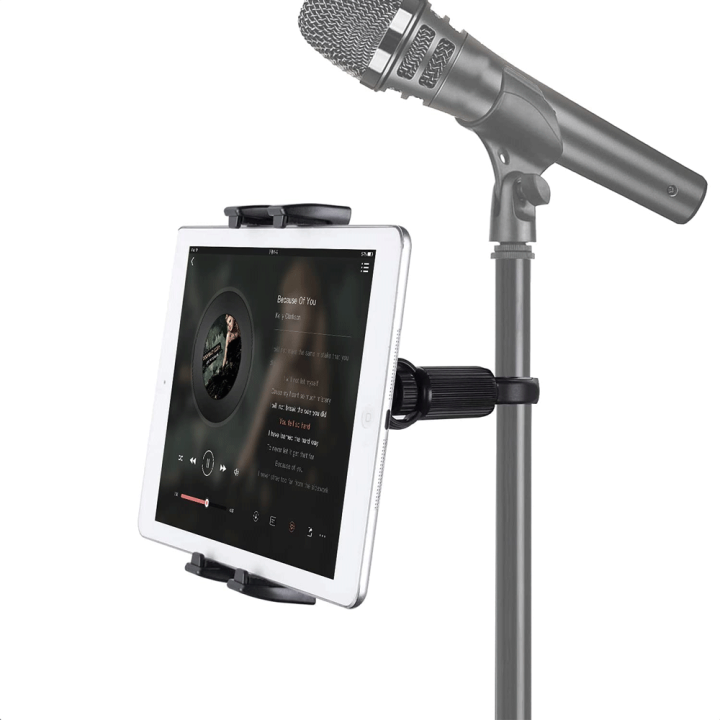 Universal Tablet Stand 4-13" Adjustable & Phone Mount Holder for Motorcycle Bike Microphone Tripod, Heavy Duty Bracket with 360°