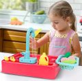 Kids Play Sink with Running Water - Toddler Sink Toy Set - Kids Toddler Sink with Upgraded Faucet, Automatic Water Cycle System - Baby Pretend Play Kitchen Sink Toy Dishwashing. 