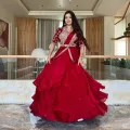saree model frock. 