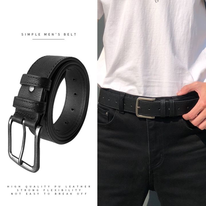 Men's Pu Leather Belt Jeans Classic Adjustable Metal Pom Buckle Belt For Men Gifts Bussines Leisure