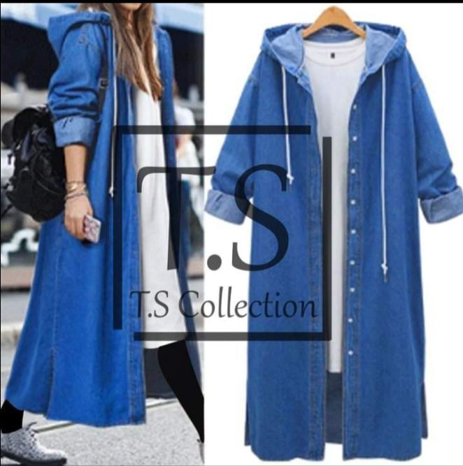 jeans fabric long coat for winter