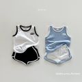 TZ24040 summer Korean version 2025 new baby pure cotton sports casual vest shorts two-piece set.