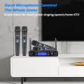 BOMGE 4 channel wireless microphone System Cordless Mic Set With Four Handheld Mics Fixed Frequency, Long Range 200ft. 
