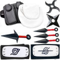 Anime Naruto 6pcs/SET Costumes Cosplay Accessories Weapon Ninja Bag Kunai Shuriken Prop Akatsuki Kakashi Action Figure Toy Gift. 
