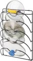 1 pcs Metal Wire Pot and Pan Lid Rack Organizer for Kitchen Cabinet Doors or Wall Mount - Upright Storage Holder with 5 Slots - Black.