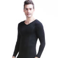 Men's Thin Cotton V-Neck Slim-Fit Basic Undershirt Single Piece Youth Autumn Thermal Top Base Layer Shirt.