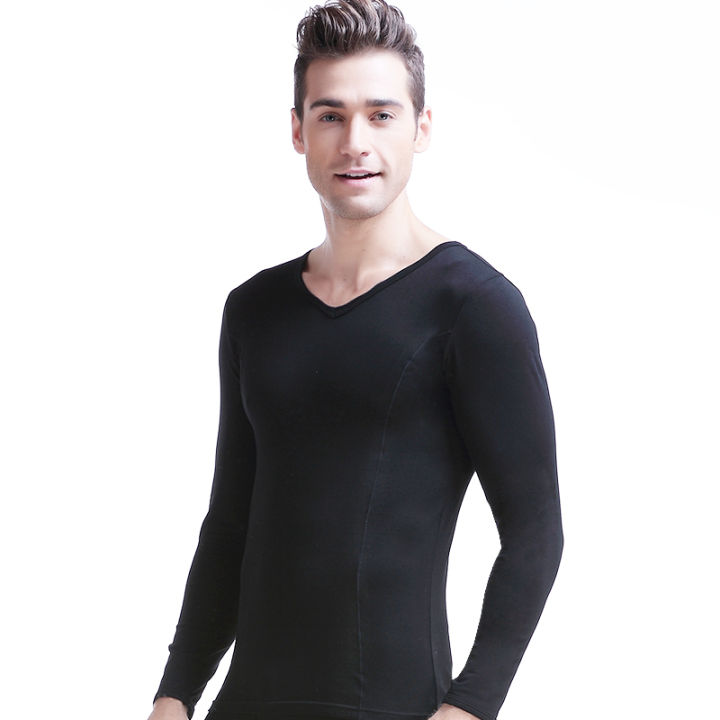 Men's%20Thin%20Cotton%20V-Neck%20Slim-Fit%20Basic%20Undershirt%20Single%20Piece%20Youth%20Autumn%20Thermal%20Top%20Base%20Layer%20Shirt%20-%20Image%205