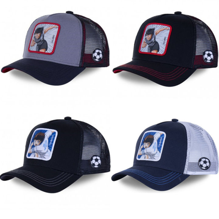 Anime Captain Tsubasa Baseball Cap Captain Cartoon Embroidered Mesh Cap Unisex Adjustable Duckbill Cap Sun Hat