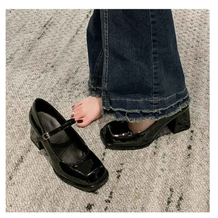 Ladies%20Summer%20Black%20New%20Small%20Leather%20Shoes%20Mary%20Janes%20Vintage%20Buckle%20Non-Slip%20Sandals%20Woman%20Medium%20Heels%20Casual%20Elegant%20Heels%20-%20Image%202
