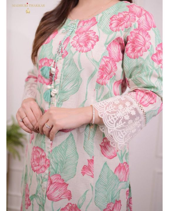Pink%20Green%20A%20Line%20Cotton%20Kurta%20Set%20-%20Image%205