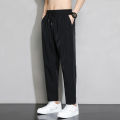 Becoolman -4 colors men's ice fiber sports pants light and breathable elastic waist casual sports straight pants feet compression pants. 