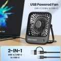 Warmco Mini USB Desk Fan Portable USB-C Fan 3-Speed Adjustable Quiet Small Personal Cooling Fan 180° Rotation for Home Travel. 