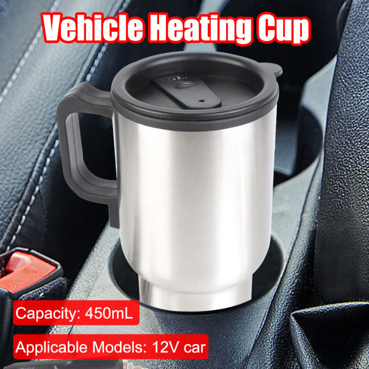 Electric Heating Car Kettle 12V 450ml Vehicle Heating Cup Stainless Steel Camping Travel Kettle Water Coffee Milk Thermal Mug