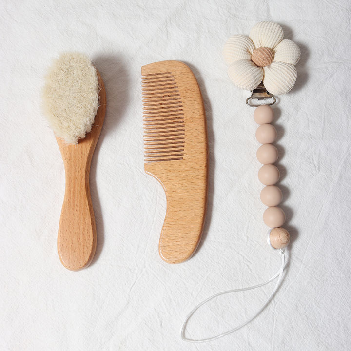baby%20comb%20brush%20set%20newborn%20%20set%20Natural%20Wool%20beech%20Wooden%20Comb%20baby%20bib%20pacifier%20clip%20%20Kids%20%20Baby%20Hair%20Brush%20-%20Image%202