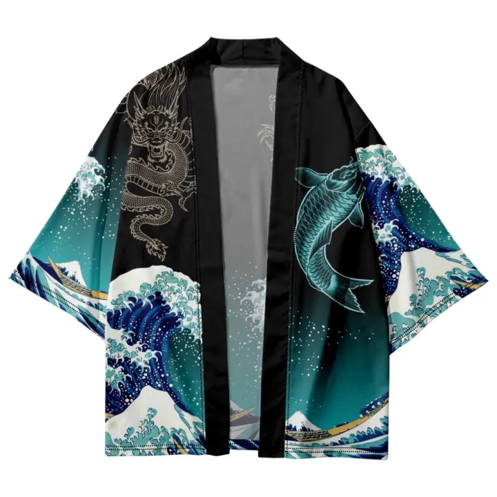 Men%20and%20Women's%20Japanese%20Kimono,%20Wave%20Carp,%203D%20Print%20Pattern%20Coat,%20Green%20Traditional%20Haori%20Cardigan,%20Japan%20Black%20Beach%20Clothing%20-%20Image%204
