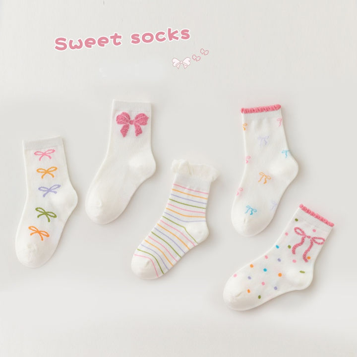 5%20Pairs%20Bow%20Ties%20Kids%20Girls%20Mid-calf%20Socks%20Sweet%20Selected%20Combed%20Cotton%20Solid%20Breathable%20Comfortable%20Children's%20Socks%20for%20Girls%20-%20Image%206