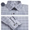 2024 New Men's Business Casual Shirt Long Sleeved Cotton Comfortable Breathable Plaid Striped Shirts for Man Color Stitching. 